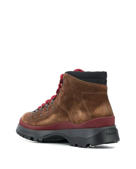 prada scamosciato boots caffe|Prada Scamosciato Delave Suede Hiking Boots .